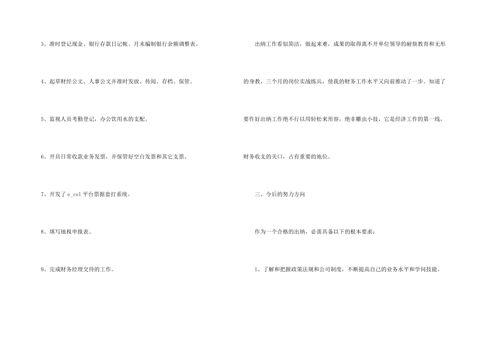 出纳个人试用期工作总结5篇_第3页