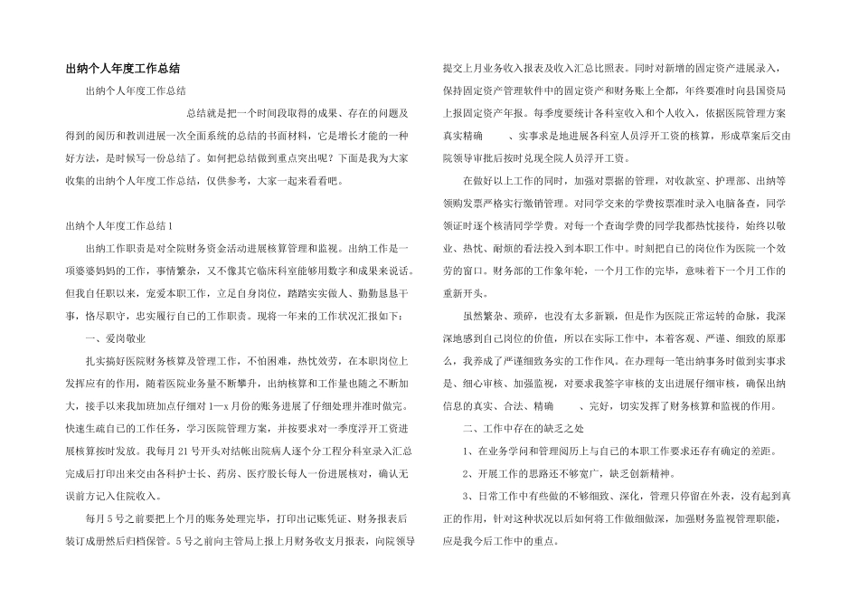 出纳个人年度工作总结_第1页