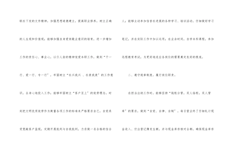 出纳个人述职报告3篇_第2页