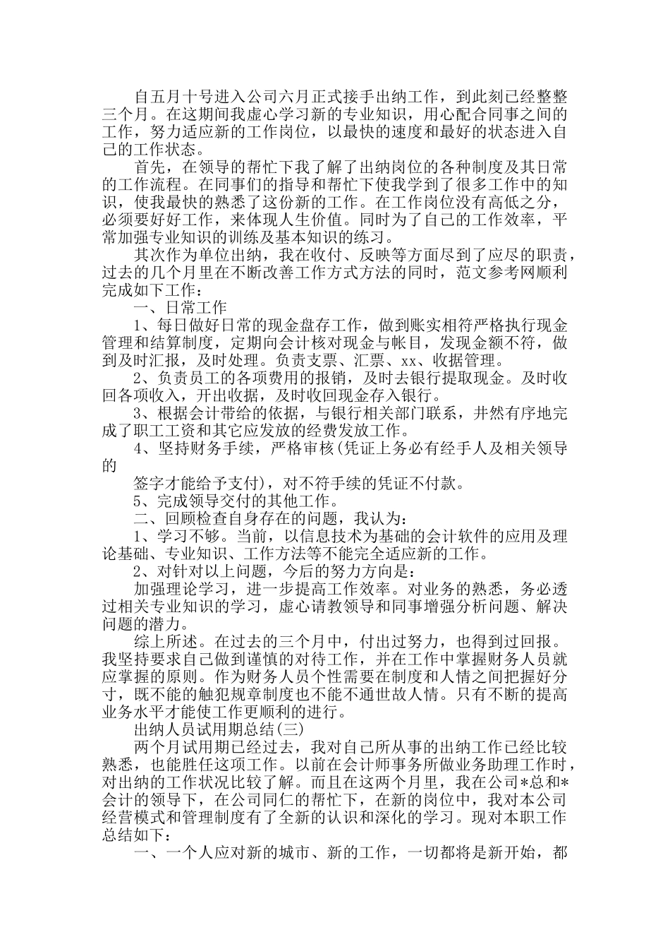 出纳人员试用期个人总结_第2页