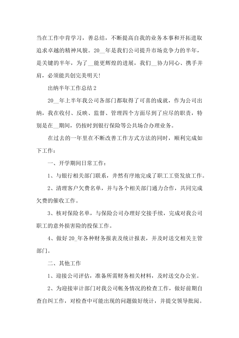 出纳半年工作总结5篇_第2页