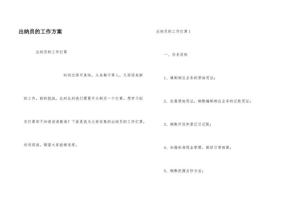 出纳员的工作计划_第1页