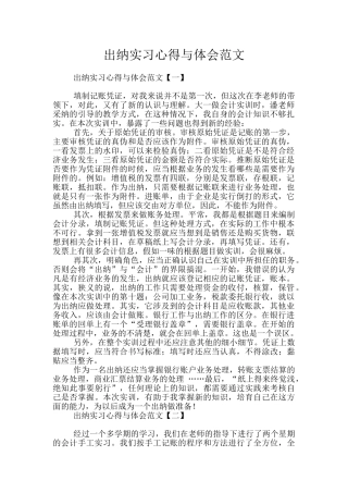 出纳实习心得与体会范文