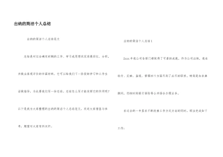 出纳的简洁个人总结