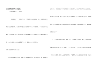 出纳试用期个人工作总结