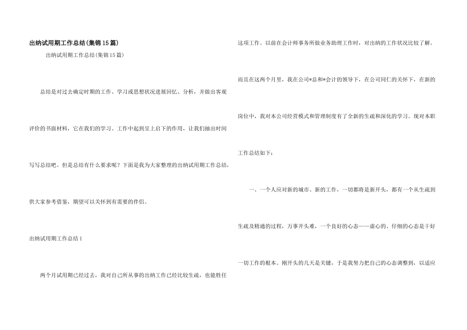 出纳试用期工作总结_第1页