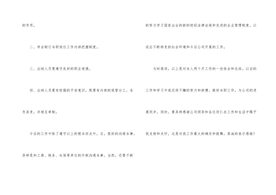 出纳试用期工作总结（7篇）_第3页