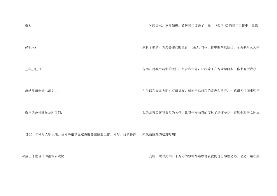 出纳辞职申请书3篇_第2页
