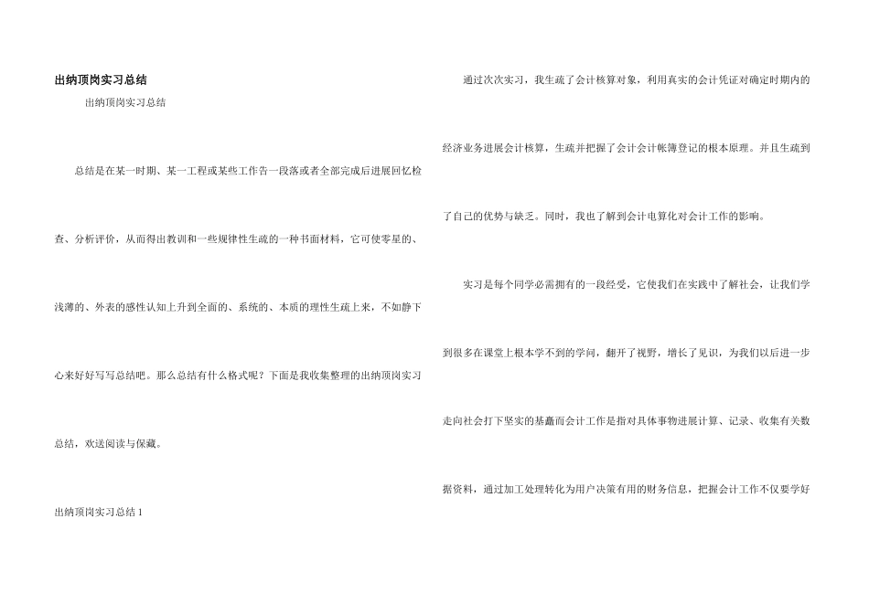 出纳顶岗实习总结_第1页