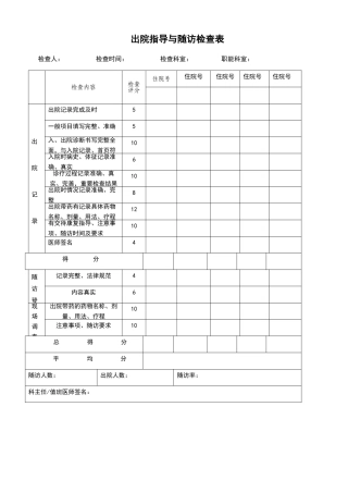 出院指导与随访检查表