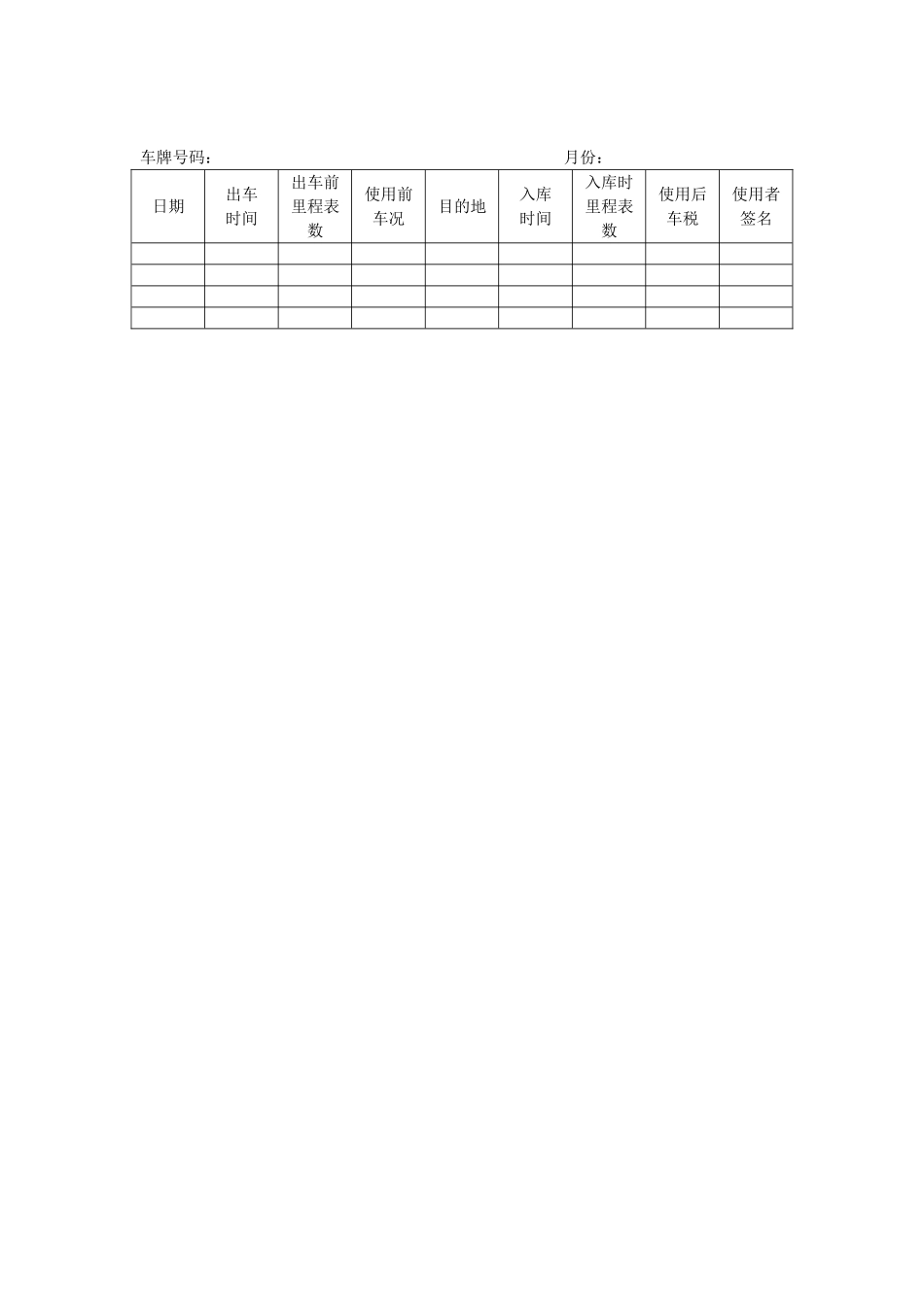 出车登记表范本_第1页