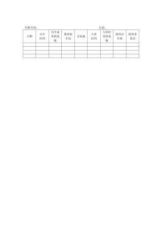 出车登记表范本
