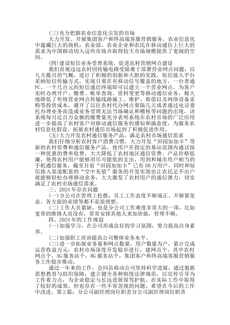 分公司副经理工作总结_第2页