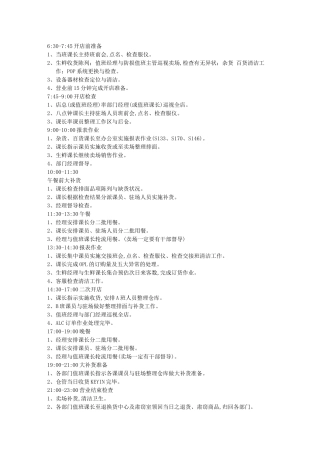 分店每日主要工作项目时间管制表