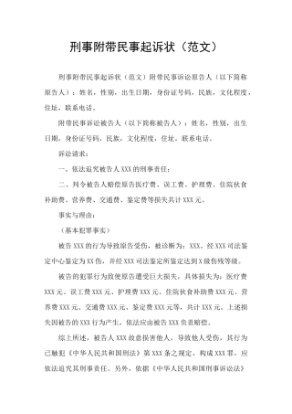 刑事附带民事起诉状