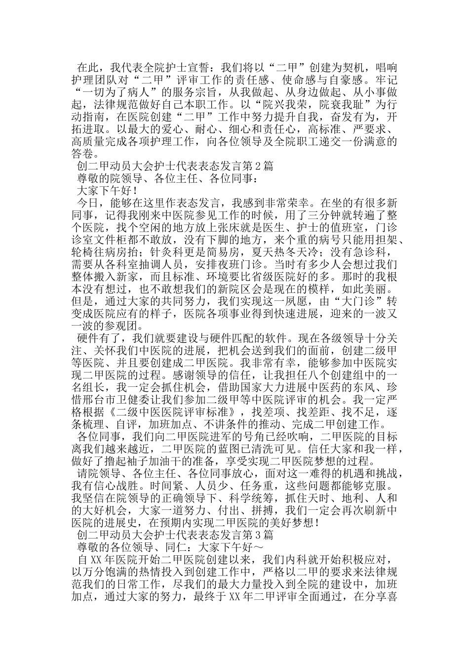 创二甲动员大会护士代表表态发言_第2页