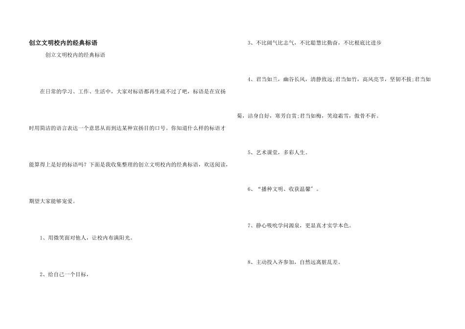 创建文明校园的经典标语_第1页