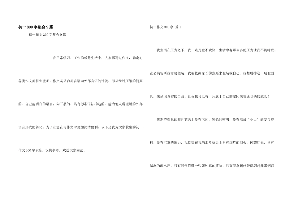 初一300字集合9篇_第1页