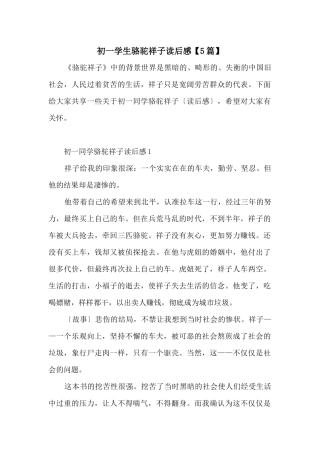 初一学生骆驼祥子读后感