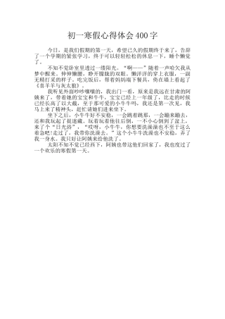 初一寒假心得体会400字