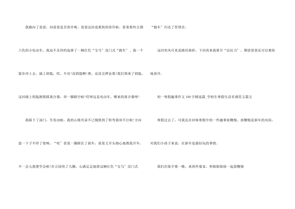 初一寒假趣事100字篇_第3页