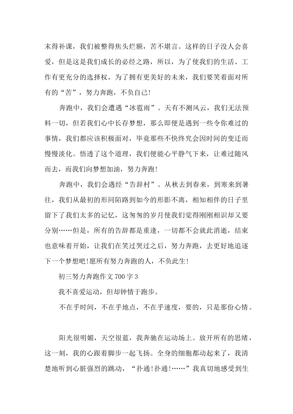 初三努力奔跑作文700字5篇_第3页