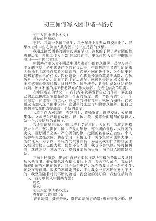 初三如何写入团申请书格式