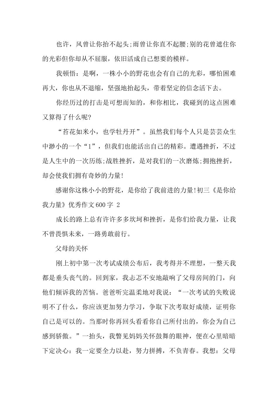 初三是你给我力量优秀作文600字三篇_第2页
