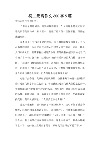 初二元宵作文600字5篇