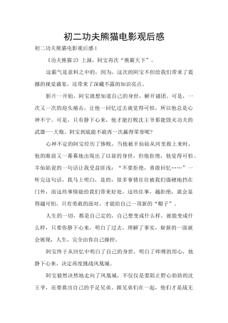 初二功夫熊猫电影观后感