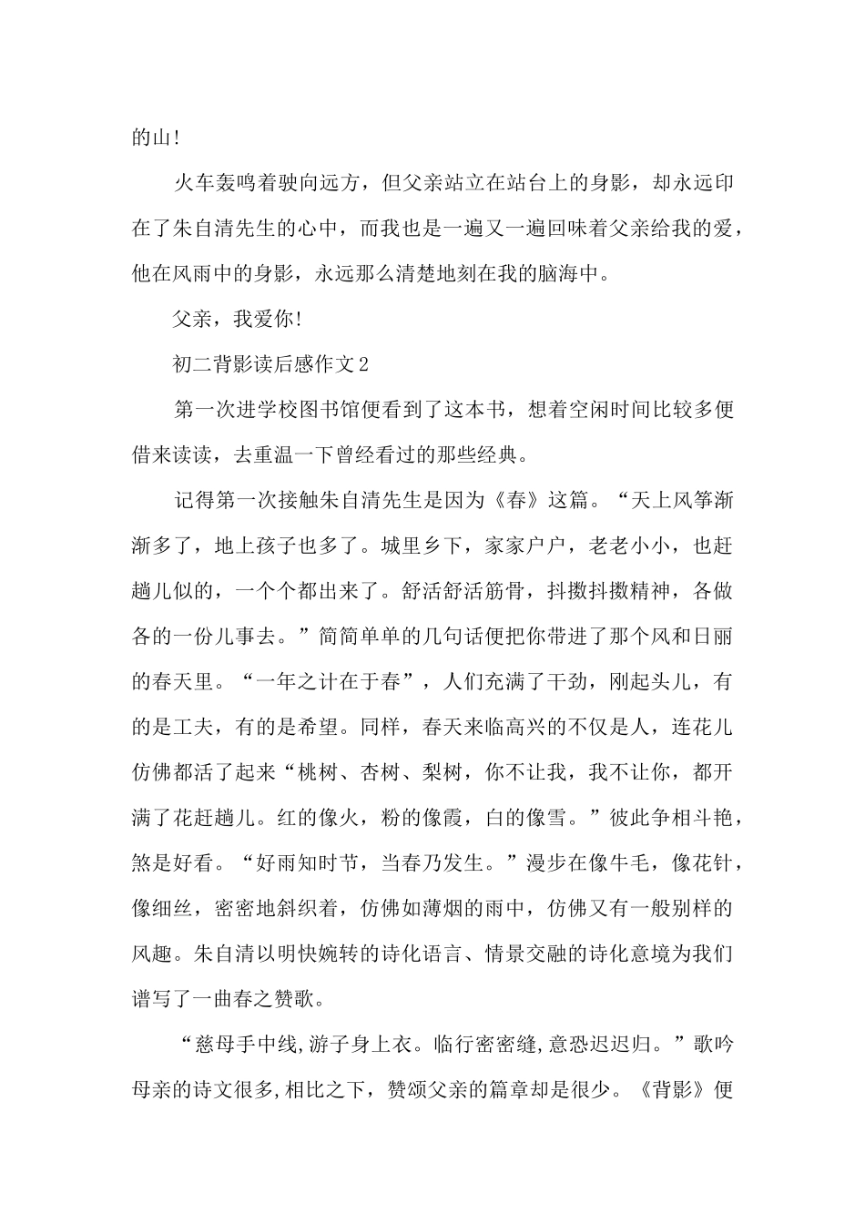 初二背影读后感作文5篇_第3页