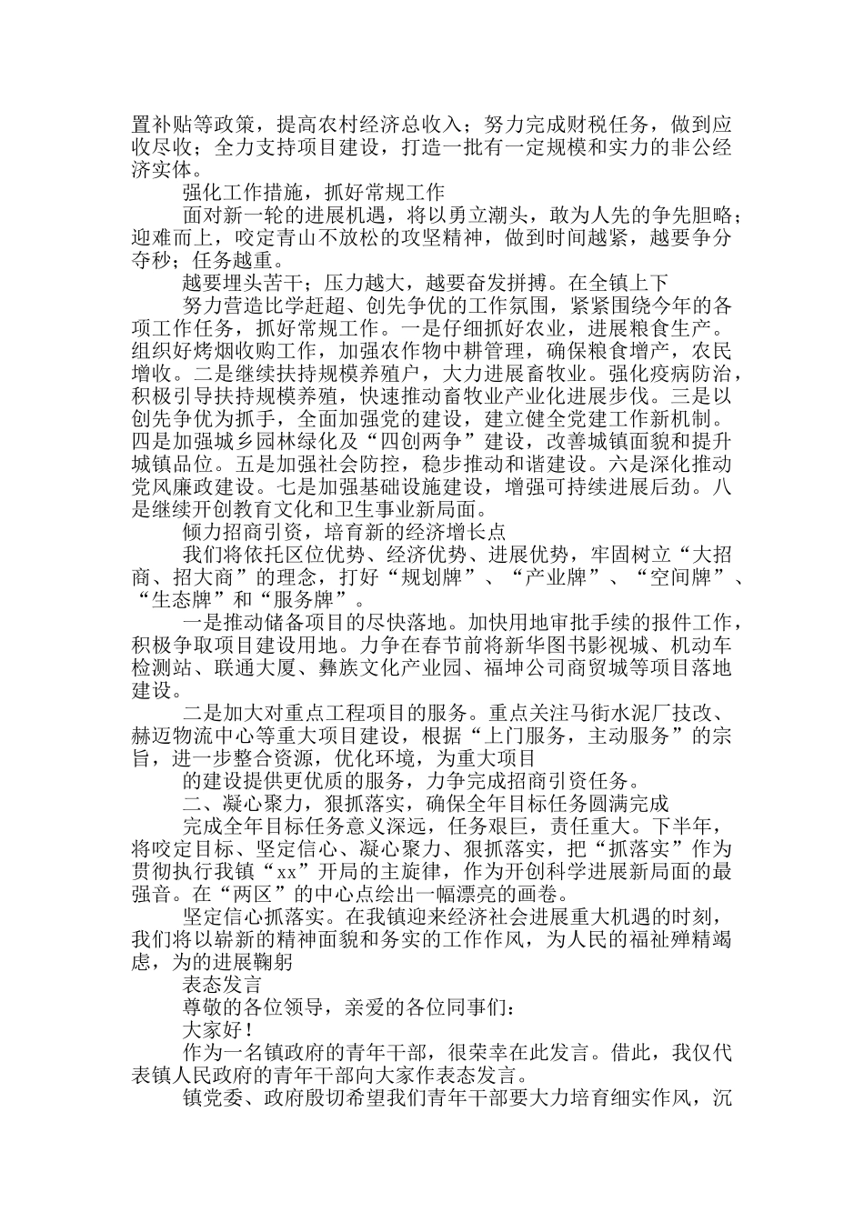 初任乡镇领导表态发言_第3页