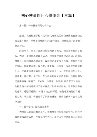 初心使命四问心得体会