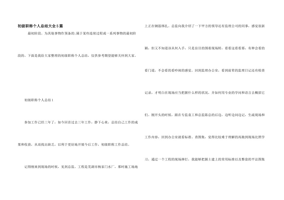 初级职称个人总结大全5篇_第1页