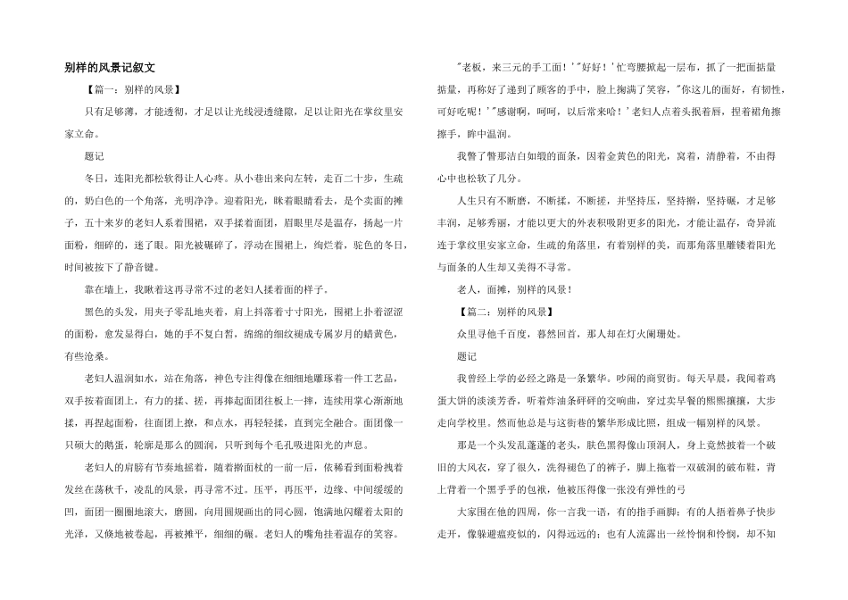 别样的风景记叙文_第1页