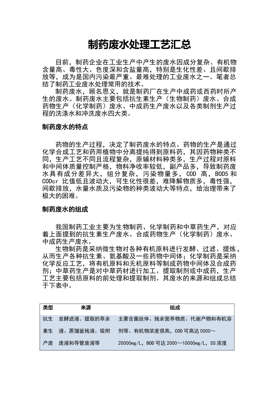 制药废水处理工艺汇总_第1页