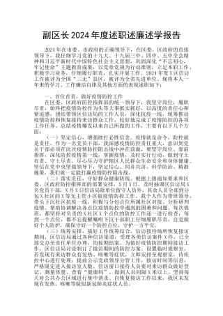 副区长2024年度述职述廉述学报告