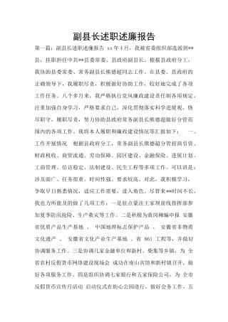 副县长述职述廉报告