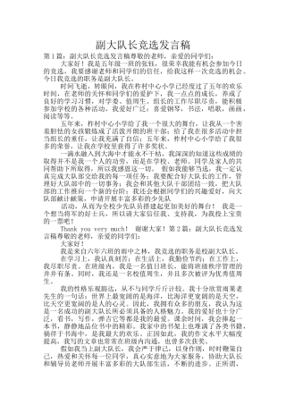 副大队长竞选发言稿