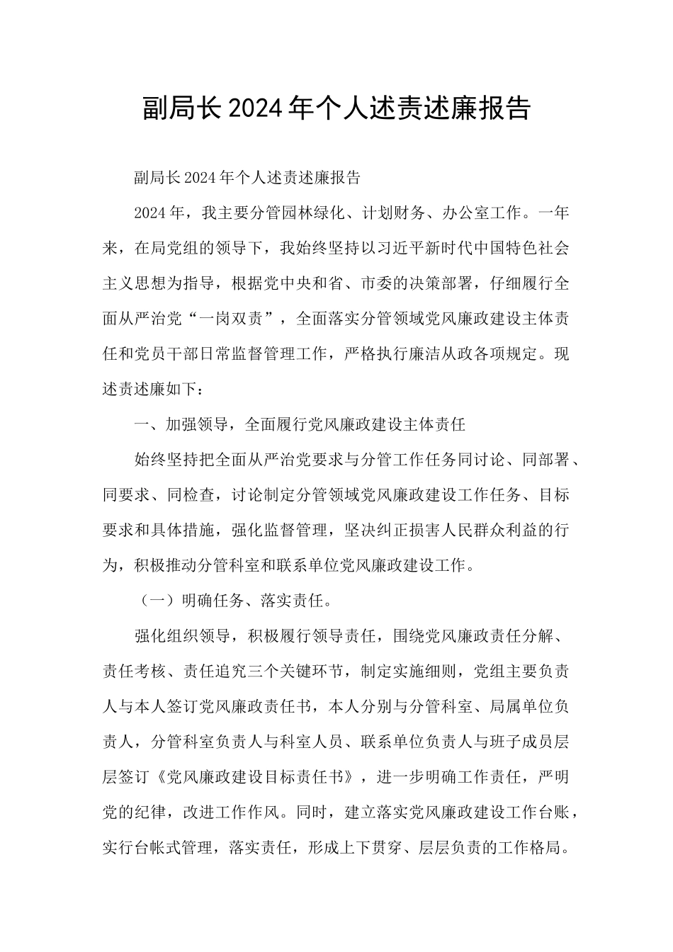 副局长2024年个人述责述廉报告_第1页