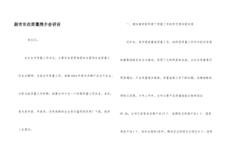 副市长在质量推介会讲话