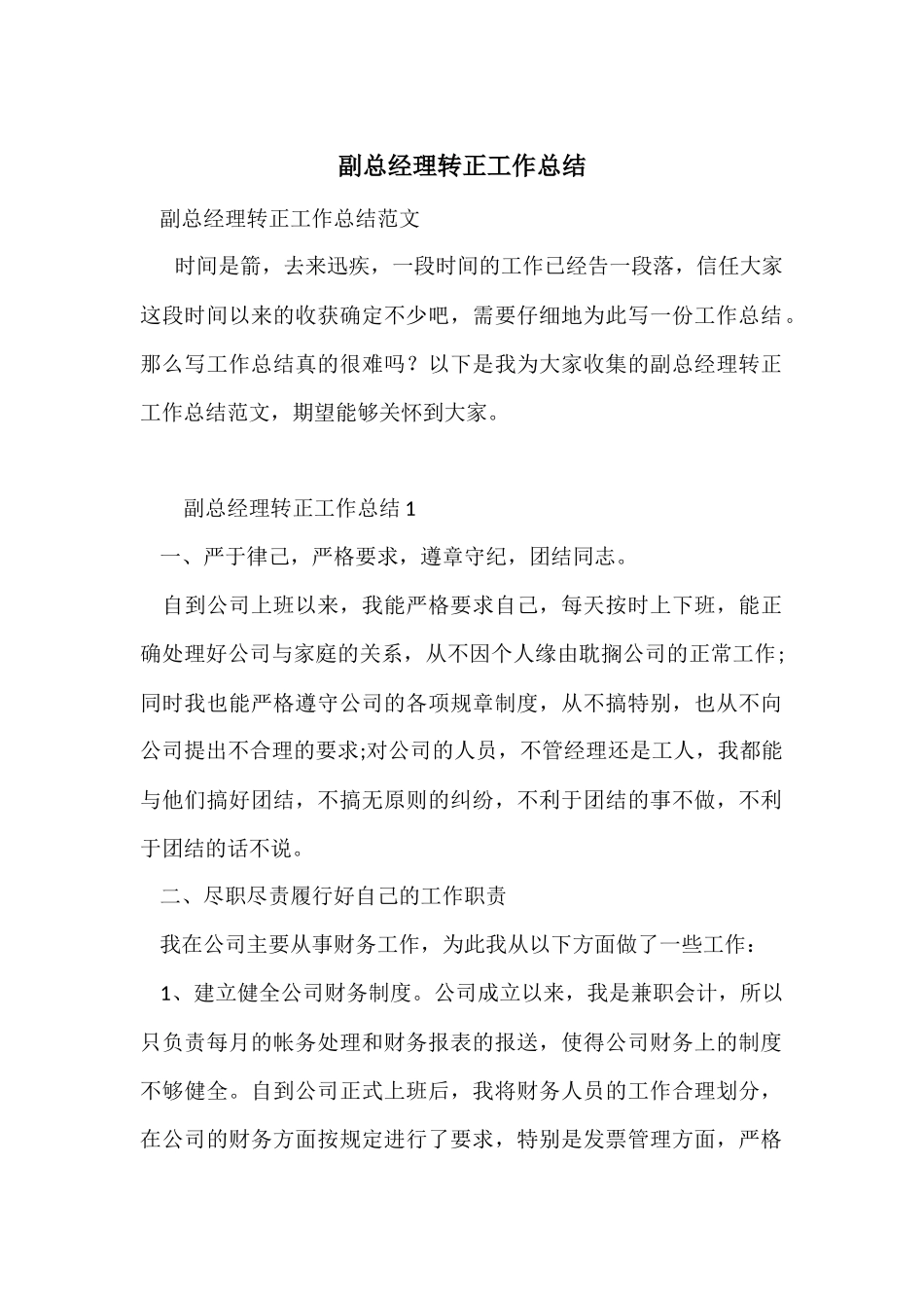 副总经理转正工作总结_第1页