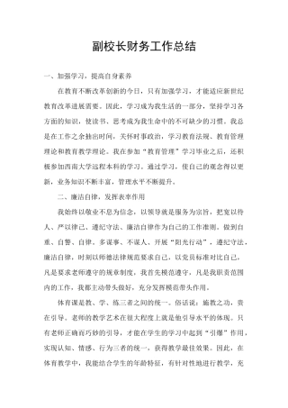 副校长财务工作总结