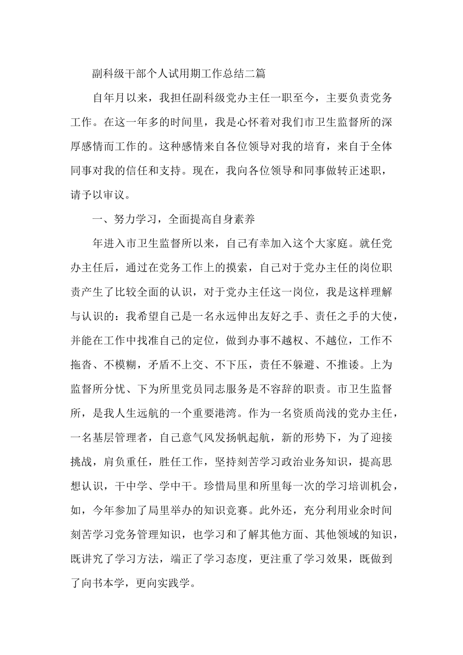 副科级干部个人试用期工作总结三篇_第3页