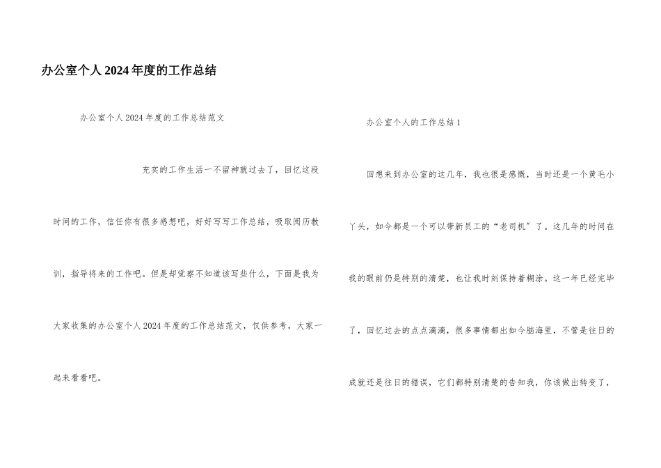 办公室个人2024年度的工作总结_第1页