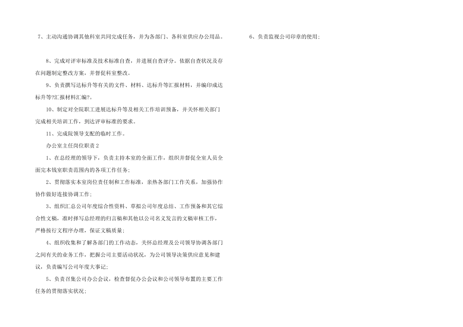 办公室主任岗位职责三篇_第2页