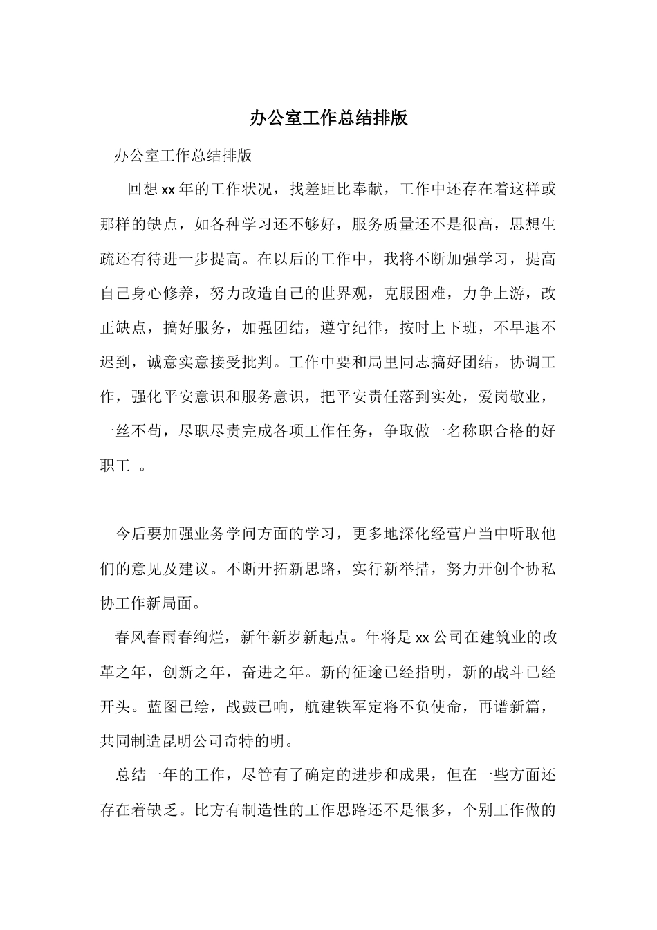 办公室工作总结排版_第1页