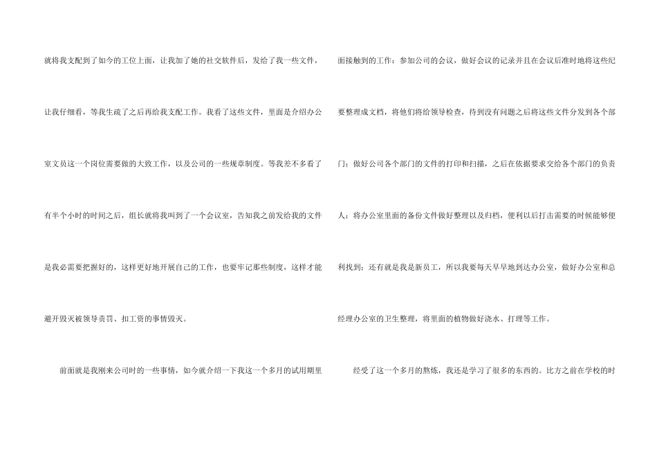 办公室文员试用期转正工作总结_第2页