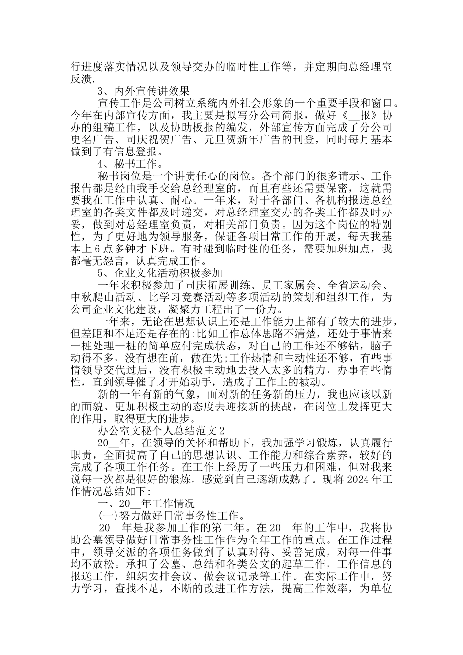 办公室文秘个人总结_第2页