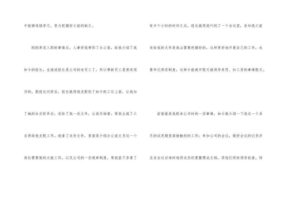 办公文员试用期转正工作总结_第2页